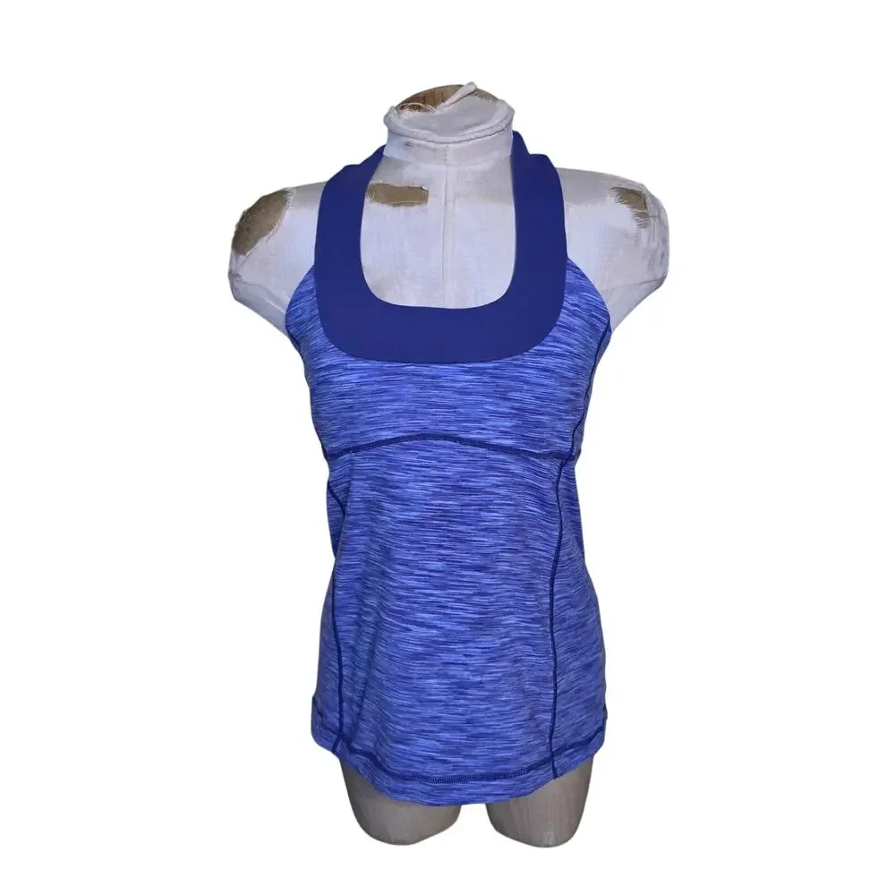 Lululemon Scoop‎ Neck Tank Luon Space Cadet Blue Size 10 workout top NO inserts